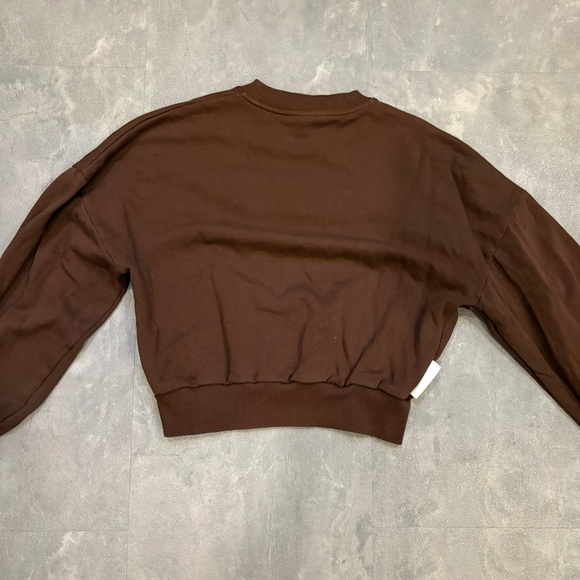 GANNI Brown Artwork Sweatshirt Cropped Crewneck Size XXS - Picture 6 of 10